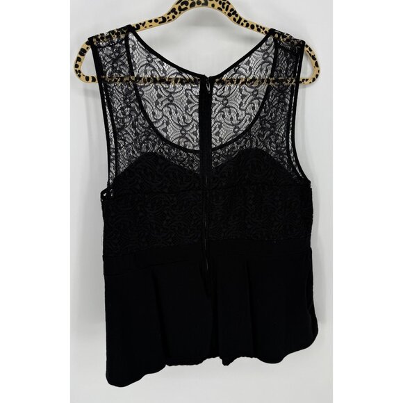 Torrid Black Sleeveless Lace Peplum Top With Sheer Back & Zipper Closure - Picture 4 of 9